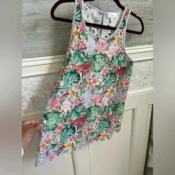 Anthropologie inari fiore floral cut out tank top sleeveless medium colorful - Picture 8 of 16